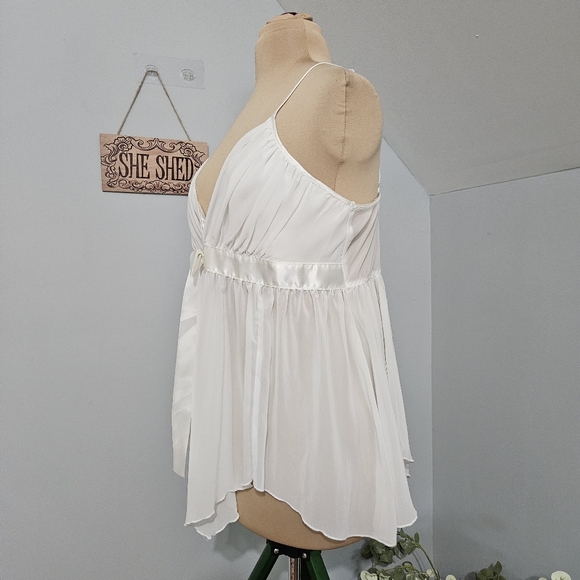 Vintage White Satin Babydoll Nightgown XL Lingerie Sleepwear Bridal Coquette - Picture 5 of 15